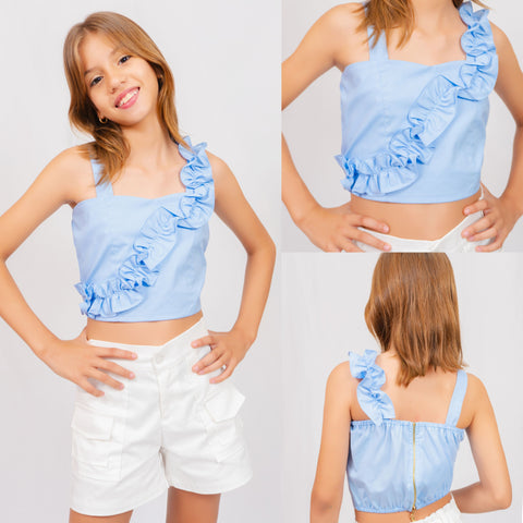 Blusa Crop Top  Bianca para niña Ref 020195-05 | Mamamia Girls