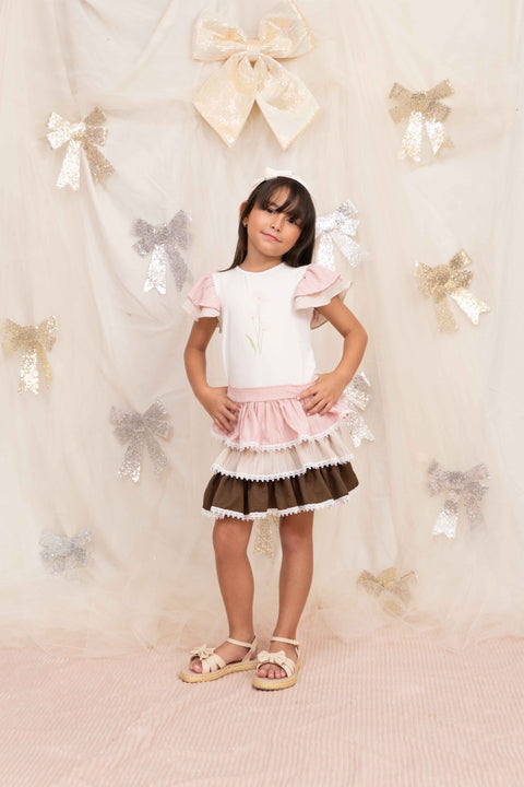 Conjunto Blusa y Falda para niña Ref  0802118-02 | Mamamia Girls