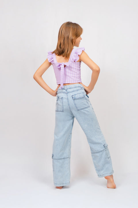 Conjunto Moda Blusa strech con Jeans tipo Cargo para niña Ref 020187-10 | Mamamia Girls